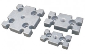 Level feet plates for construction from aluminium profile