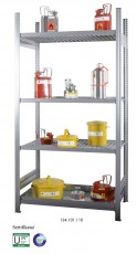 Cheminių produktų saugojimo stelažai, mod. KG-GR-100, grotelinės lentynos