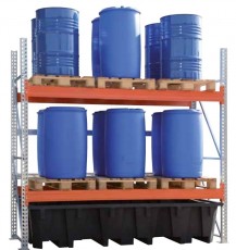 PE-RW Polyethylene pallet bath for IBC / KTC containers or 200 l / 60 l barrels on pallet racks