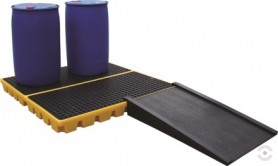 232 L yellow spill collecting baths with work platform LOW