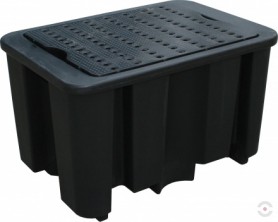 230 L black polyethylene pallet bath for chemical spills