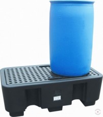 250 L black polyethylene pallet bath for chemical spills. 2x200 L for barrels