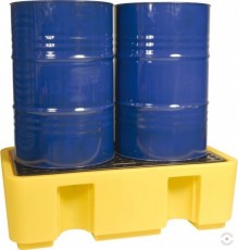 250 L yellow polyethylene pallet bath for chemical spills for 2x200 L for barrels