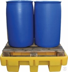 230 L yellow polyethylene bath for chemicals on pallets ECOSUMP. 2x200 L for barrel