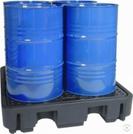 250 L black polyethylene pallet bath for 4x200 L barrels with chemicals 02