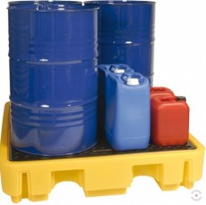 250 L yellow polyethylene pallet bath for 4x200 L barrels