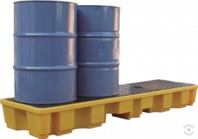 235 L elongated yellow polyethylene pallet bath for 4x200L barrels