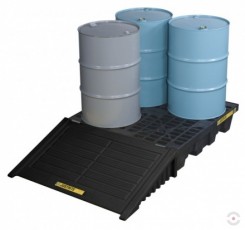 276 L square black polyethylene pallet bath for 4x200 L barrels MEDIUM ECO 100