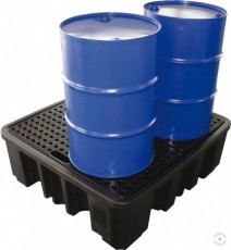 485 L square black or yellow polyethylene pallet bath for 4x200 L barrels