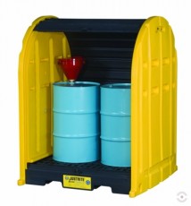 Locable 250 L polyethylene workstation without bath for 4 barrels