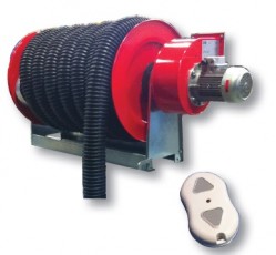 ARTV Exhaust extraction hose reels. Motor driven hose reels with fan