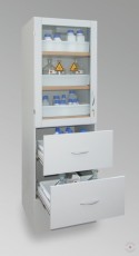 Safe cabinet, gray, 1935x600x600 mm, with shelves and drawers to alkaline and acids