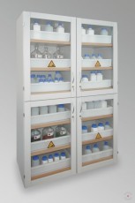 Safe cabinet for alkalis and acids, gray, with acrylic windows, 1935x1200x600 mm