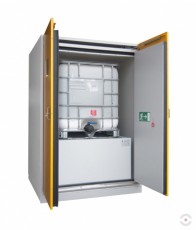 90 min fire resistant 2 door cabinet for 1 container IBC-KTC, mod. FAS 90-1550-1430K