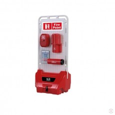 Stationary-mobile red container with stand