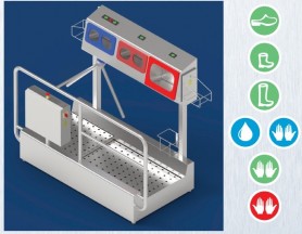 H tipo higienos šliuzas su avalynės 551703 ir rankų plovimu ir dezinfekcija 551405