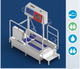 H tipo higienos šliuzas su avalynės 550810 plovimu ir rankų plovimu, dezinfekcija 551404