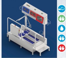 H tipo higienos šliuzas su avalynės 550810 plovimu ir rankų plovimu,džiovinimu, dezinfekcija 551405