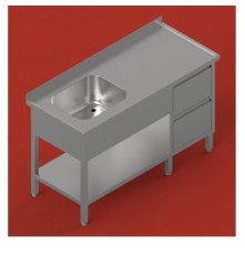 Kriauklės 1 dubeniu su darbastaliu, lentyna ir 2 stalčių spintele, mod. 531201-210