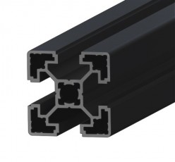 Juodas, anodizuotas kvadratinis aliuminio profilis 40x40 mm