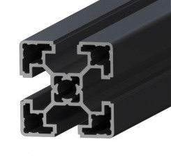 Juodas, anodizuotas lengvas kvadratinis aliuminio profilis 45x45 mm