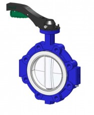 VP4649RA-02PTFE Drugelinė sklendė kaliojo ketaus korpusu su rankena ir su nesriegtomis ausimis, PN16