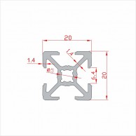Квадратный алюминиевый профиль SLOT6 20x20 mm