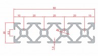 Stačiakampio aliuminio profilio SLOT6 20x80 mm matmenys