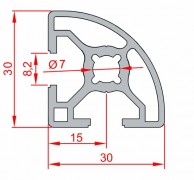 Spherical aluminium profile 30x30mm data