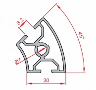 Curved spherical aluminum profile 30x45mm data