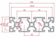 Прямоугольный алюминиевый профиль SLOT10 45x135мм